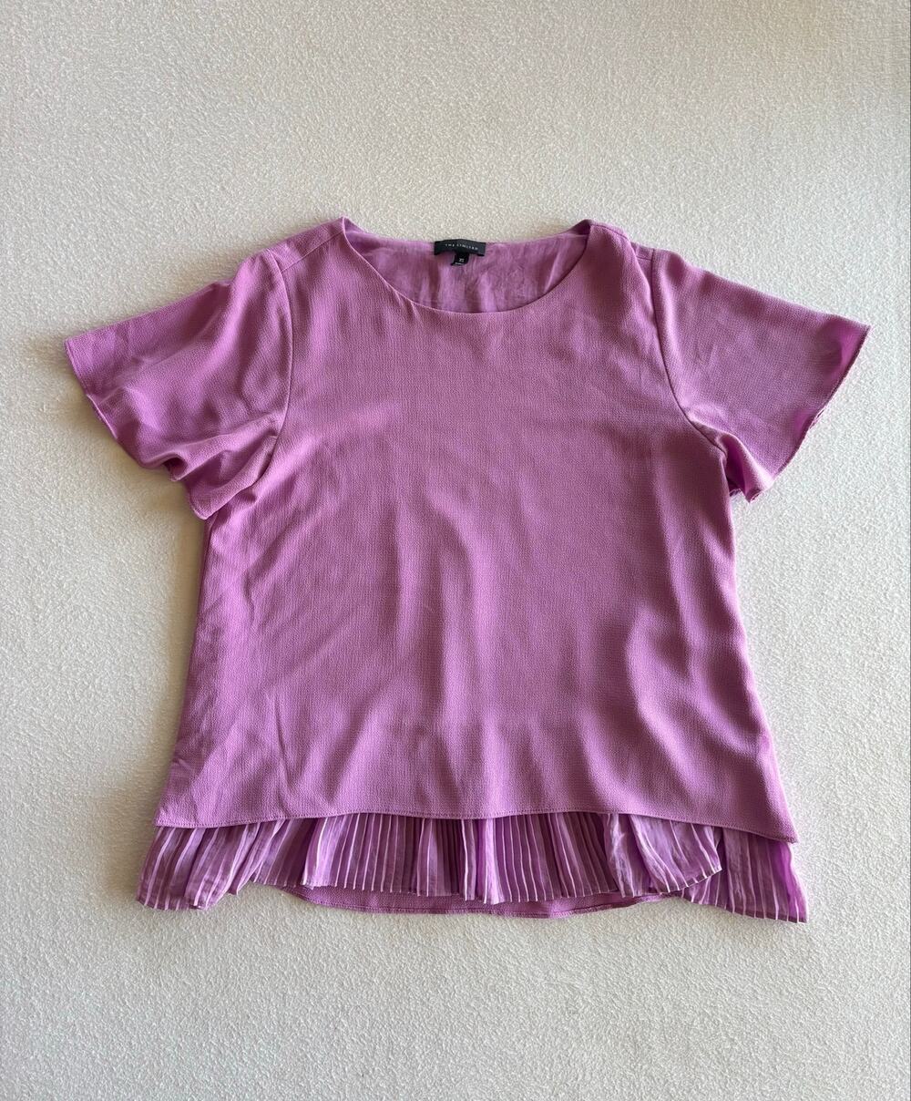 The Limited Pleated Hem Blouse Women’s XS Lavender Stretchy Business Casual